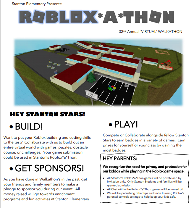 Roblox A Thon Virtual Walkathon Stanton Parents Association - roblox developing tips
